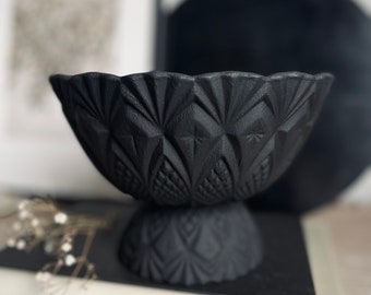 Modern textured matte black hand-painted pillar vase/pot/bowl