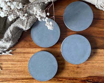 Set of 4 Minimalist Handmade Round Cement Coasters