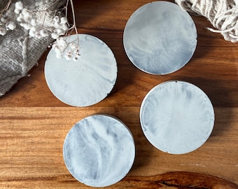 Set of 4 Minimalist Handmade Round Cement Coasters