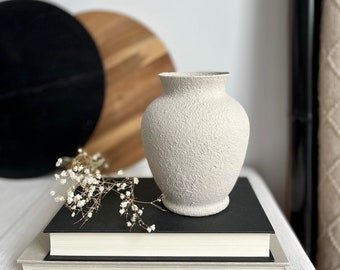 Modern textured hand-painted light gray/beige vase