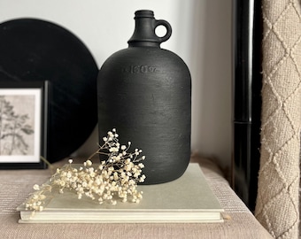 Modern textured matte black hand-painted vase/jug