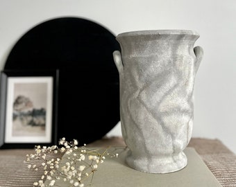 Gray textured rustic ceramic vase/pot