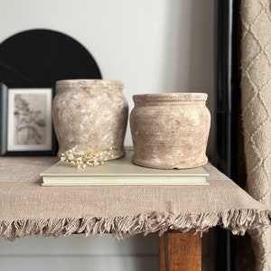 Distressed ceramic vessel, hand-painted textured vase/pot, beige and brown matte vase image 7