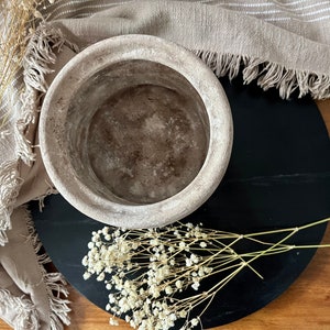 Distressed ceramic vessel, hand-painted textured vase/pot, beige and brown matte vase image 6