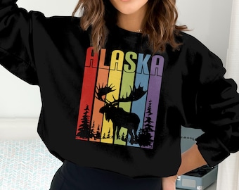Alaska Moose Graphic Sweatshirt, Alaska Travel Family Shirt, Nature Wildlife Lover, Outdoor Adventure Clothing, Alaska Gift Idea