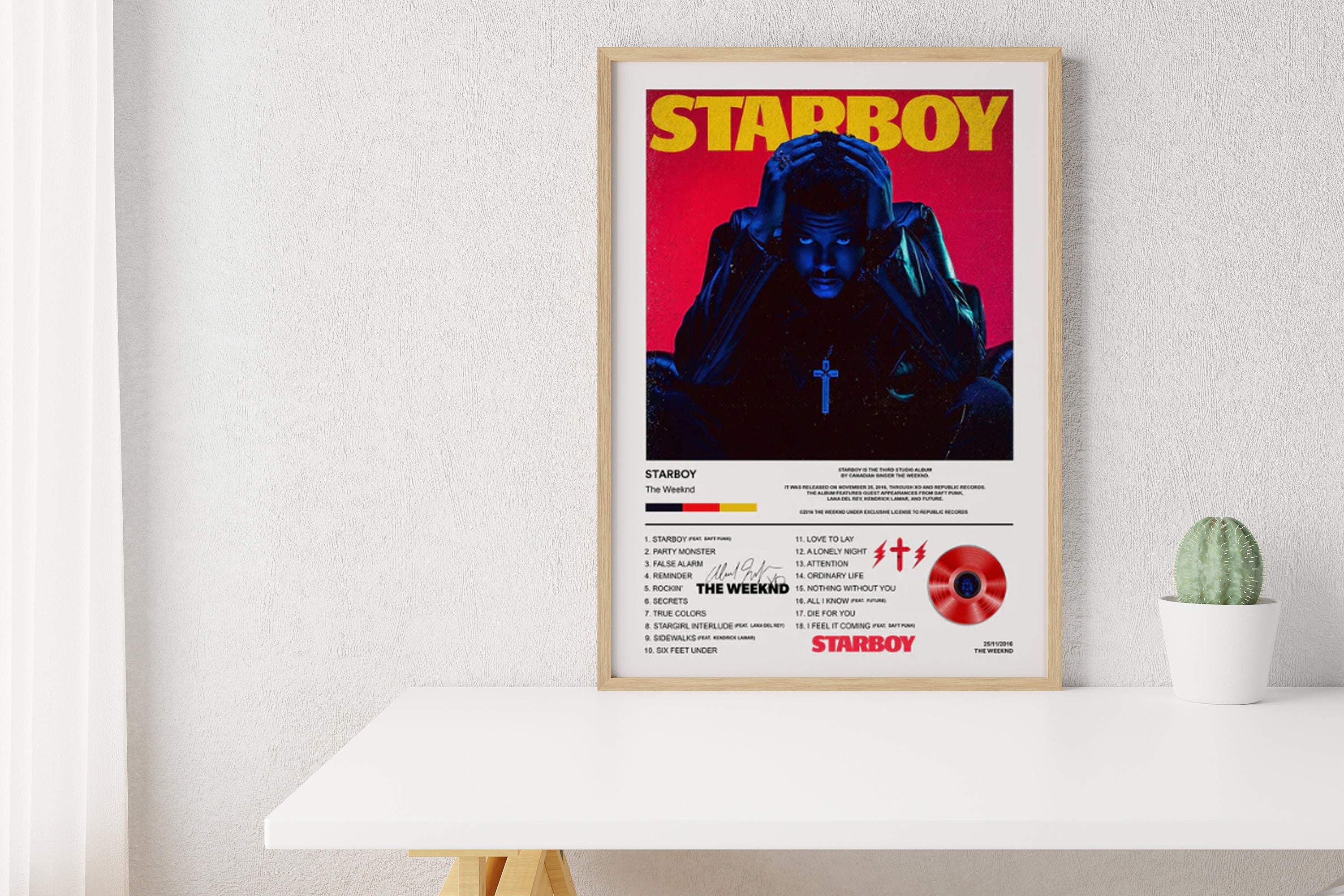 The Weeknd Starboy Gold LP Limited Signature Edition Custom Frame