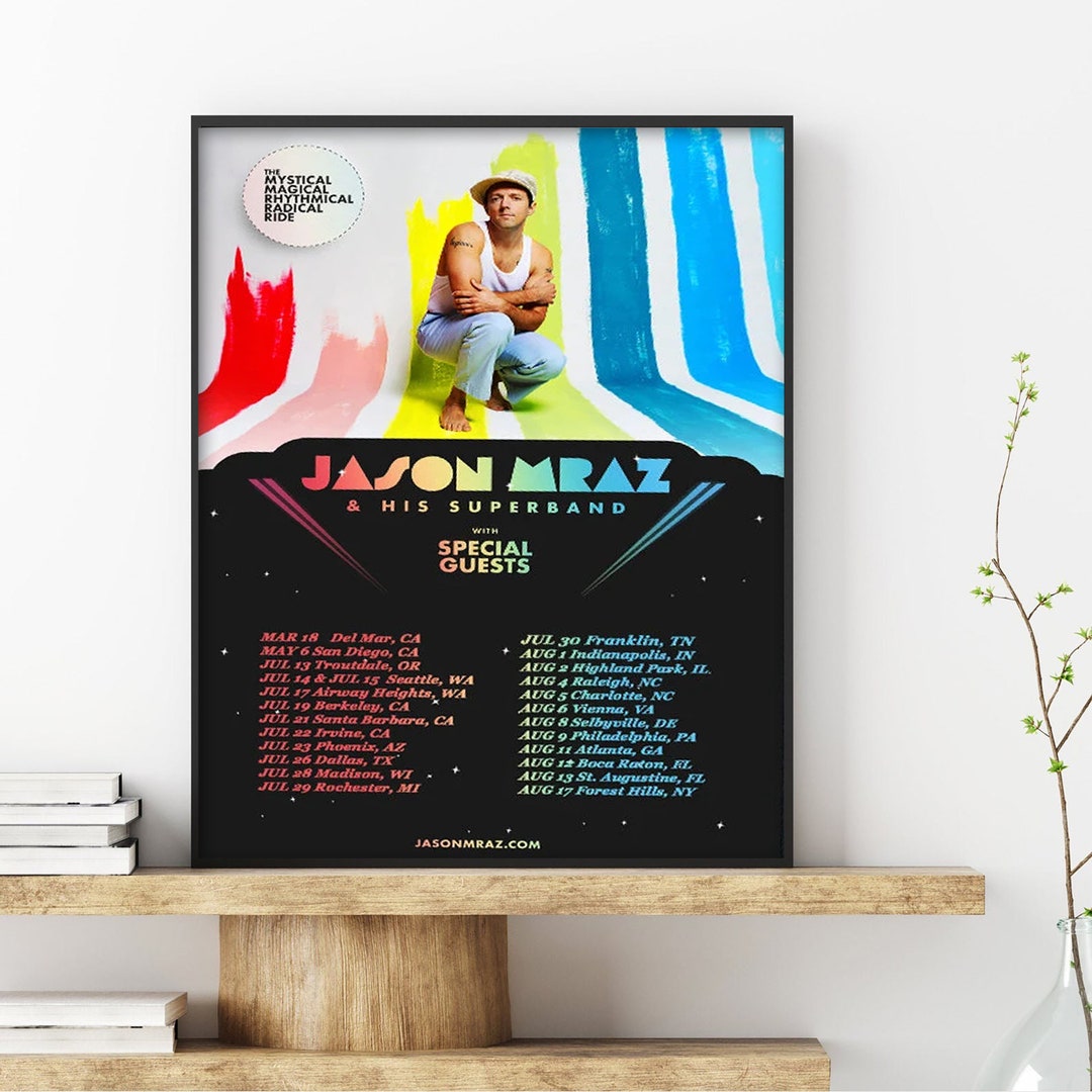 Jason Mraz 2023 Tour Poster Retro World Tour 2023 Wall Art Etsy