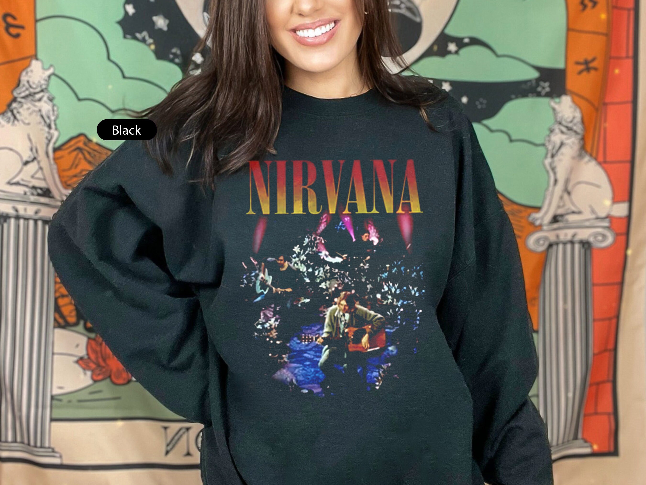 Nirvana: Live in New York Amplified Charcoal Large Hoodie - Etsy
