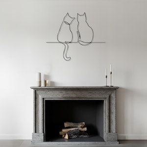 Cats Wall Art, Couple Metal Wall Art, Line Art Decor, Bedroom Decor, Living Room Decor, Metal Wall Hanging, Pet Lover Gift, Cat Wall Decor