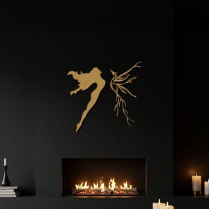 Fee Metall Wand Kunst, Fantasy Wand Dekor, Frau Kunstwerk, Magischer Wandbehang, verzauberter Wald Akzent, Fantasy Wandkunst, Fantasy Geschenk