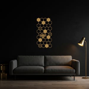 Bee Honeycomb Art, Hexagon Wall Decor, Fireplace Decor, Entryway Decor, Beehive Wall Art, Metal Wall Hanging, Nature Lovers Gift