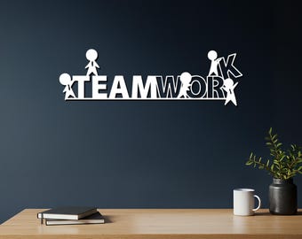 Teamwork Metal Art, Office Wall Art, Metal Wall Sign, Inspirational Art, Business Decor, Modern Decor, Workplace Gift, Wall Art Gift