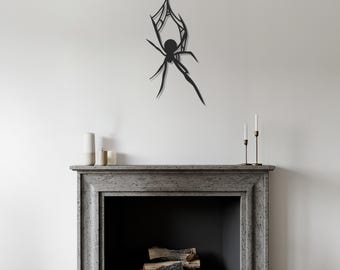 Spider Wall Art, Metal Wall Decor, Spider Web Art, Halloween Decor, Metal Wall Hanging, Gothic Decor, Horror Decor Gift, Creepy Home Decor