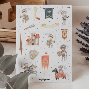 Ridder stickervel - Majestueuze stickers voor bullet journal & decoratie - Middeleeuwse pracht voor planners en scrapbooking | Geschenk