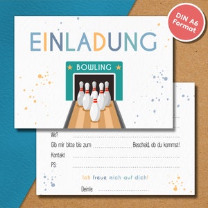 Bowling Einladungskarten Geburtstag | DIN A6 | Partyeinladungen | Bowling-Party | Kindergeburtstag | Einladungen für KinderJungs Mädchen