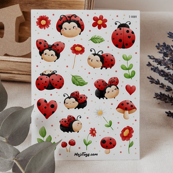 Marienkäfer Aufkleber - Sticker Sheet - Bullet Journal Planer Scrapbooking Geschenk