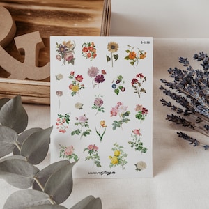 Blumen Bullet Journal Aufkleber: Pastellblumen für Scrapbook, Tagebuch, Planer, DIY Deko & kreative Natur-Gestaltung, Garten-Themen
