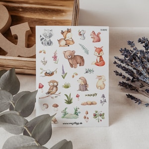 30 forest animals stickers for bullet journal, scrapbooking and more - Perfect for DIY projects & decorations - Animal stickers sticker sheet