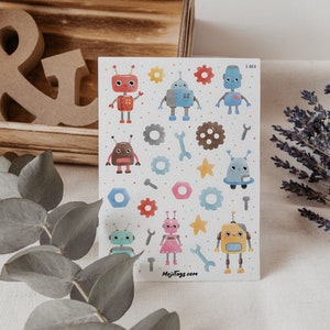 Roboter Aufkleberbogen - 26 Motive - Perfekt für Bullet Journal, Scrapbooking, DIY Projekte & Dekorationen | Aufkleber | Sticker| Robo