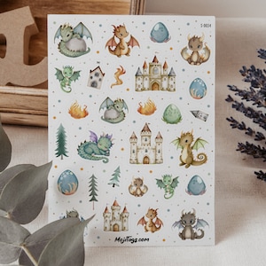 28 fantastische Aufkleber: Drachen, Burgen, Mittelalter & Fantasy für Bullet Journal, Scrap Booking | Scrapbook und Planer Sticker