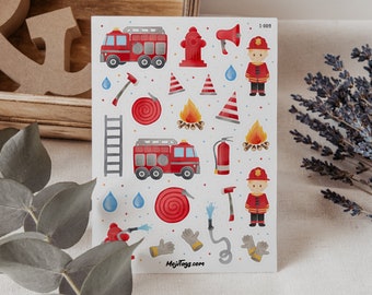 Feuerwehr Aufkleber - Sticker Sheet | Bullet Journal Scrapbook Planer Geschenk Aufkleber Mitgebsel Geburtstag Geschenk