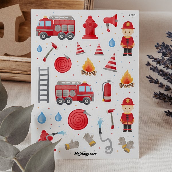 Feuerwehr Aufkleber - Sticker Sheet | Bullet Journal Scrapbook Planer Geschenk Aufkleber Mitgebsel Geburtstag Geschenk