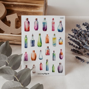 Magic Bottles Sticker Sheet | Bullet Journal Stickers, Scrapbook Stickers, Planner Stickers, Gift, Stickers
