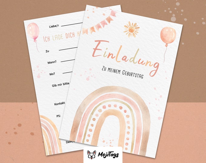 20 Einladungskarten Zum 10. Geburtstag Mit Umschlägen – Regenbogen-Design, 10,2 X 15,2 Cm, Für Mottopartys