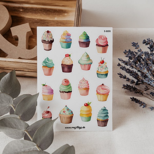 Cupcake Sticker Sheet | Bullet Journal Sticker, Scrapbook Sticker, Planer Sticker, Geschenk, Muffin Aufkleber