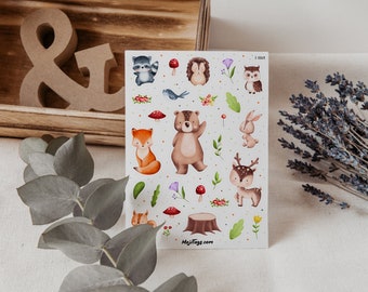 Summer Woodland Animals Sticker | Bullet Journal, Scrapbooking, Planner | DIY Projects & Decorations - Animal Stickers Sticker Sheet | stickers