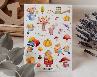 Autumn Forest Animals Sticker Sheet Autumn Stickers Autumn Decoration Crafts Sticker Sheet Bullet Journal Planner Scrapbooking Gift Stickers