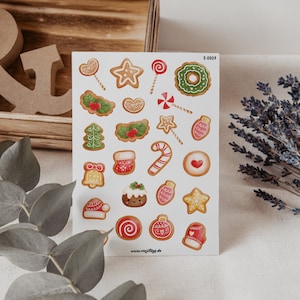 Plätzchen Sticker Sheet | Bullet Journal Sticker, Scrapbook Sticker, Planner Sticker, Weihnachten, Geschenk, Aufkleber, Lebkuchen