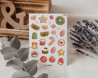 Koekjesstickervel | Bullet Journal Stickers, Scrapbook Stickers, Planner Stickers, Kerstmis, Cadeau, Stickers, Peperkoek