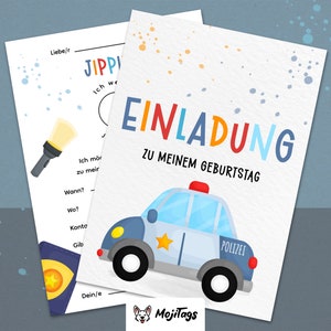 Polizei Einladungskarten Kindergeburtstag | DIN A6 | Partyeinladungen | Polizei-Party | Geburtstagsparty | Einladungen für Kinder