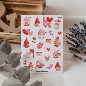 23 süße Valentinstag Gnom Aufkleber für dein Bullet Journal, Scrapbooking & Co. - Jetzt shoppen! | Scrapbook Sticker, Planer Sticker