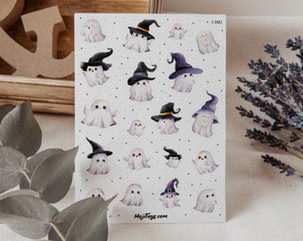 Sticker sheet ghosts - scary ghost designs - stickers for calendars, bullet journal stickers - Halloween planner decoration