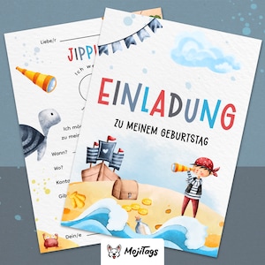 Piraten Einladungskarten Kindergeburtstag | Abenteuerliche A6 Partyeinladungen | Schatzsuche | Geburtstagsfeier Einladung Kinder Jungs