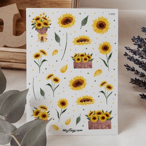 Sonnenblumen Aufkleber - Frühling Blumen Sonne Sticker Sheet - Bullet Journal Planer Scrapbooking Geschenk