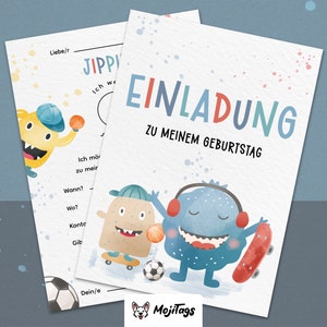 Monster Party Einladungskarten Kindergeburtstag| DIN A6 | Partyeinladungen | Geburtstagsparty | Einladungen für Kinder