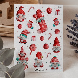 Weihnachts Gnom Stickerbogen | 20 Sticker | Geschenke | Dekoration | Bullet Journal | Scrapbook | Planer | Weihnachten | Aufkleber