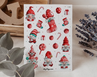Christmas gnome sticker sheet | 20 stickers | Gifts | Decoration | Bullet Journal | Scrapbook | Planner | Christmas | sticker