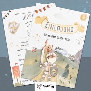 Ritter Einladungskarten Kindergeburtstag | Mittelalter Party | DIN A6 | Einladungen Jungs & Mädchen | Handgemacht und Nachhaltig