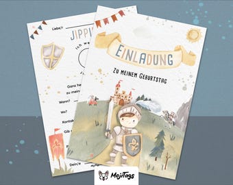 Knight invitation cards for children's birthdays | Medieval party | DIN A6 | Invitations for boys and girls | Handmade and sustainable