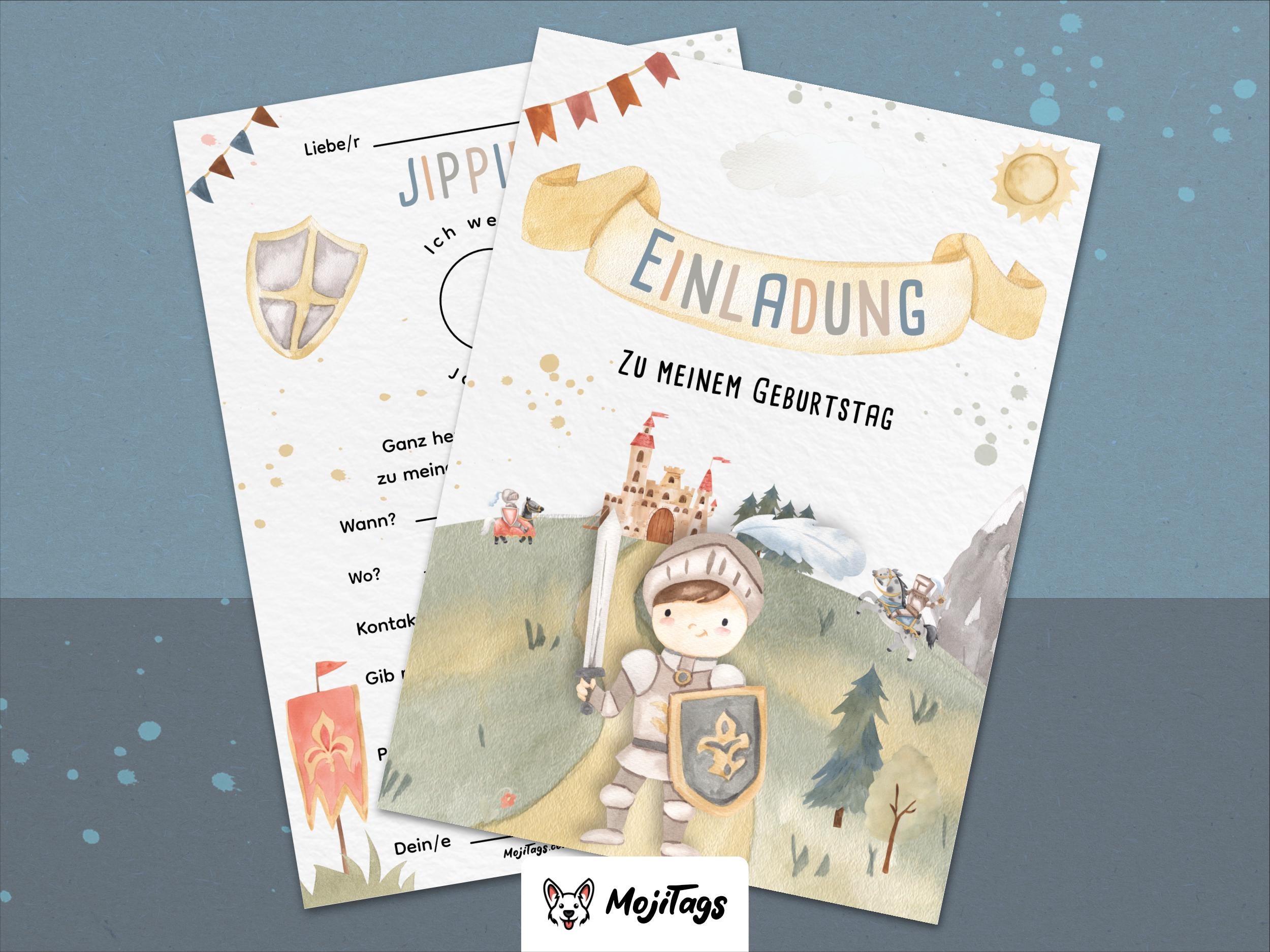 Ritter Einladungskarten Kindergeburtstag | Mittelalter Party | DIN A6 ... Ritter Einladungskarten Kindergeburtstag | Mittelalter Party | DIN A6 ...