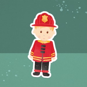 Feuerwehrmann Sticker –  Glänzend oder Matt – Perfekt für Planer, Scrapbooking & Deko – 4,1 x 7,5cm –  Feuerwehr Geburtstag Mitgebsel
