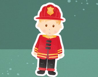 Feuerwehrmann Sticker –  Glänzend oder Matt – Perfekt für Planer, Scrapbooking & Deko – 4,1 x 7,5cm –  Feuerwehr Geburtstag Mitgebsel