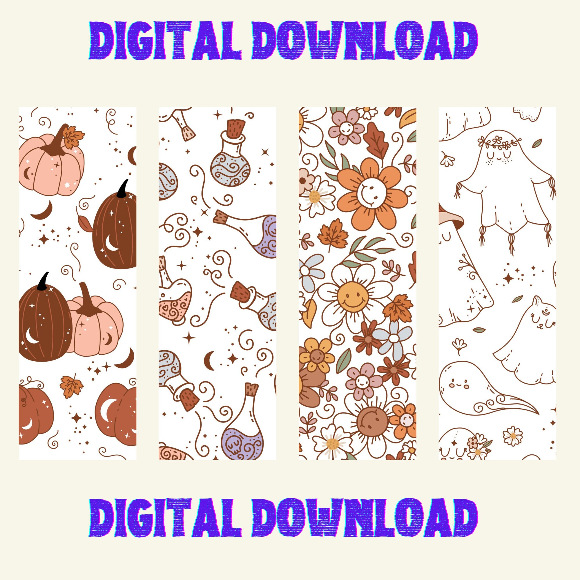 Printable Bookmarks - Groovy Halloween Inspired Bookmarks (SET OF 8 ...