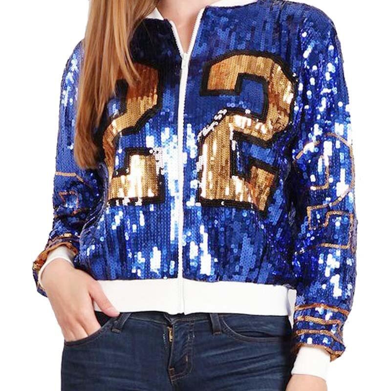 Houston ASTROS SEQUIN Jacket Bomber Sparking Glitter Moon light Blue Jacket