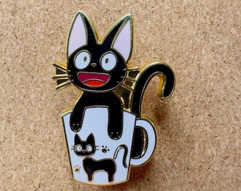 Kiki's Delivery Service Enamel Pin: Jiji Cat in Coffee Cup - Etsy