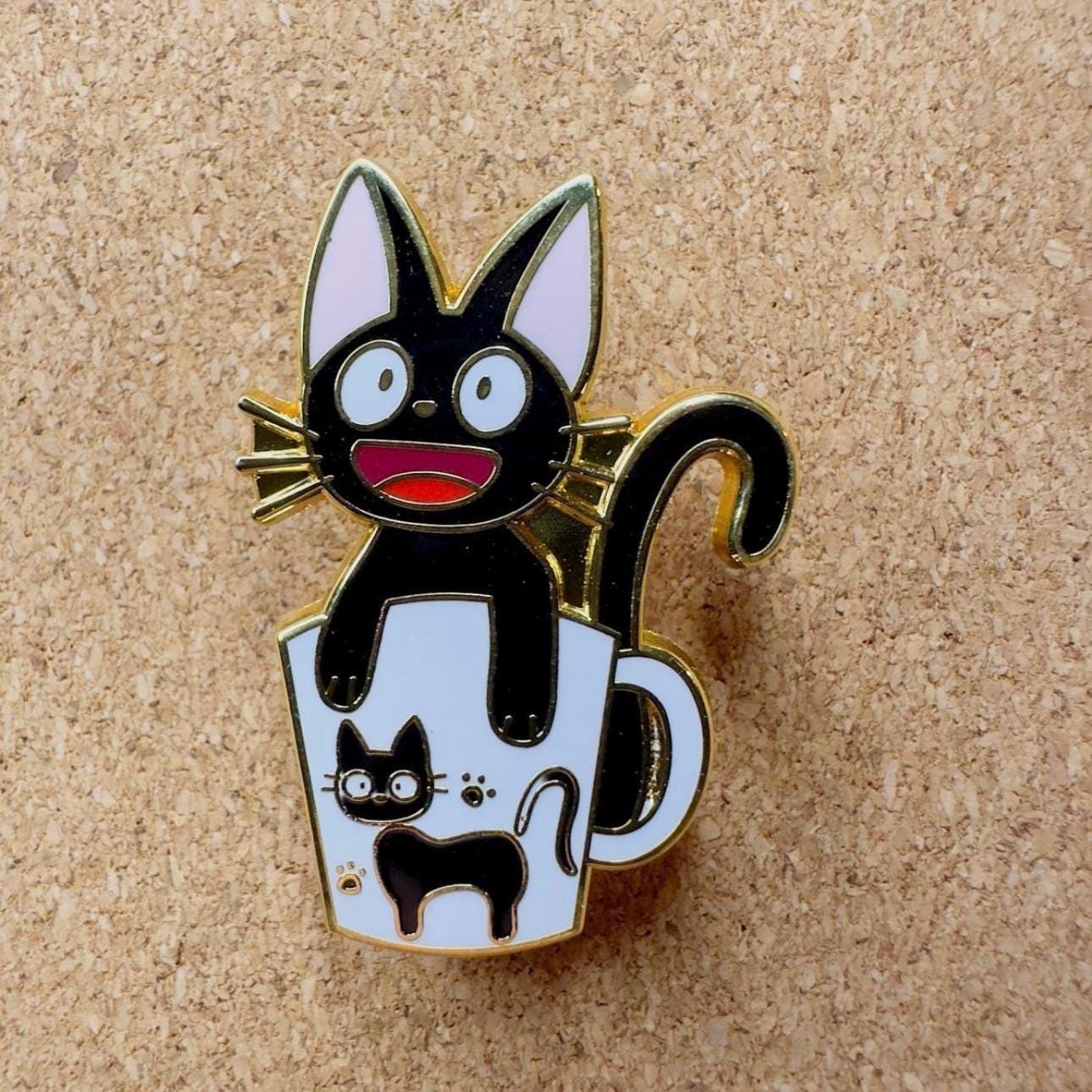 Kiki's Delivery Service Enamel Pin: Jiji Cat in Coffee Cup - Etsy